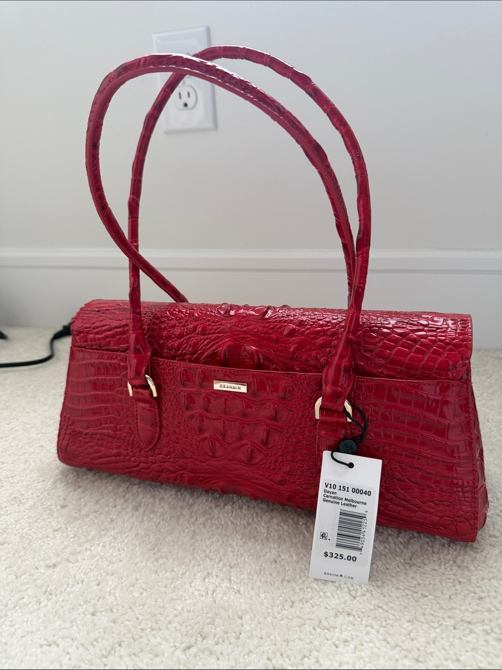 ❗️Price is firm❗️Brahmin Red Croc-Embossed Shoulder Bag - Picture 4 of 10